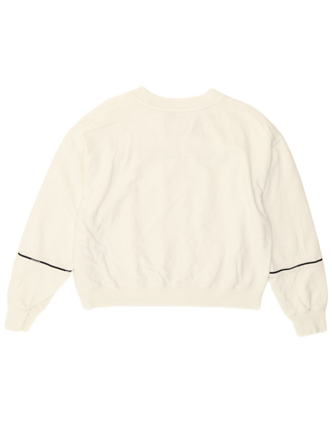 Calvin Klein Damen Crop Sweatshirt Pullover UK 14 Mittelweiß gestreift
