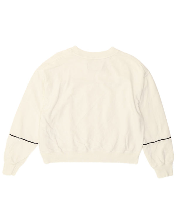 Calvin Klein Damen Crop Sweatshirt Pullover UK 14 Mittelweiß gestreift