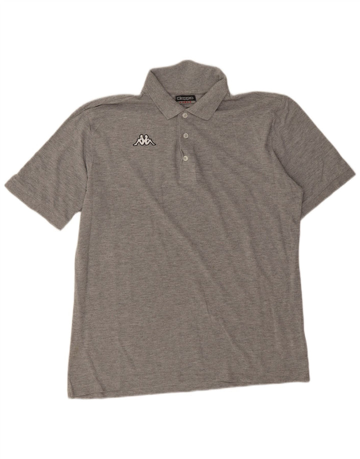 Kappa Herren-Poloshirt, groß, grau gefleckte Baumwolle