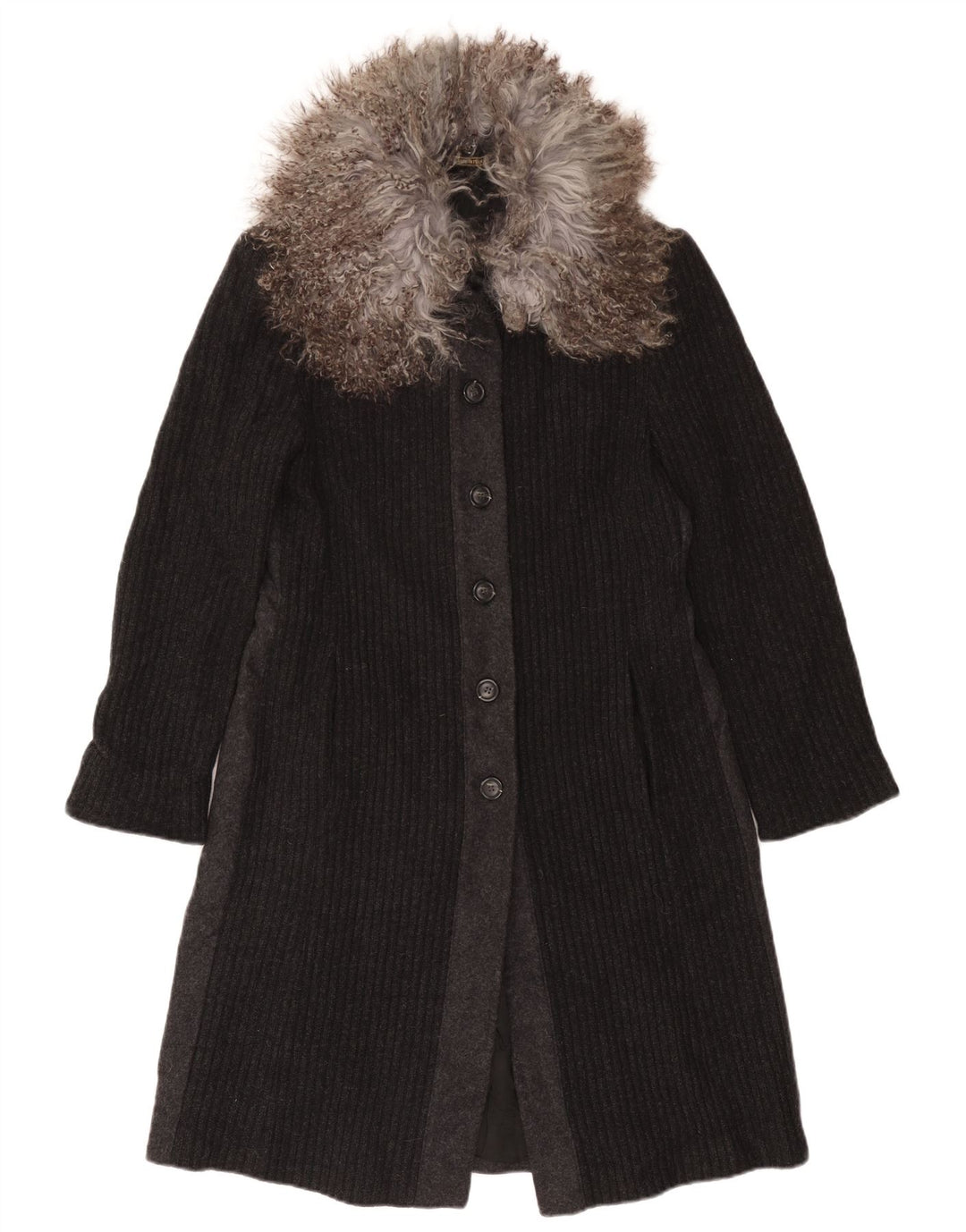 Misto Damen Strickmantel UK 10 Small Graue Colourblock-Wolle