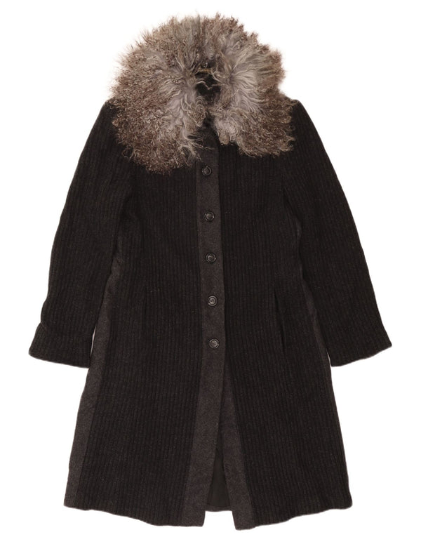 Misto Damen Strickmantel UK 10 Small Graue Colourblock-Wolle