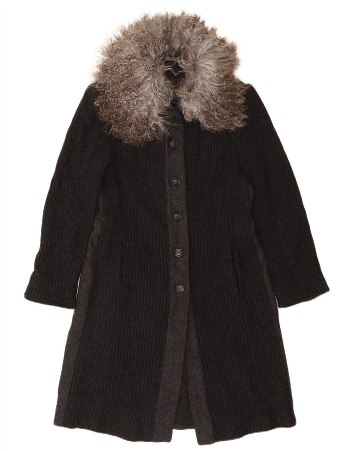 Misto Damen Strickmantel UK 10 Small Graue Colourblock-Wolle