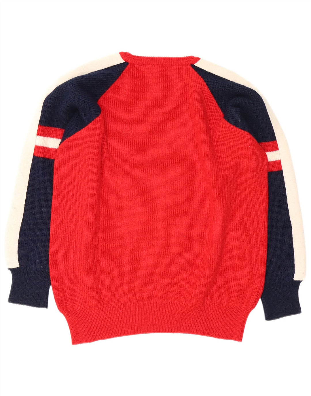 Vintage Herren-Pullover mit Rundhalsausschnitt, mittelrot, Farbblock