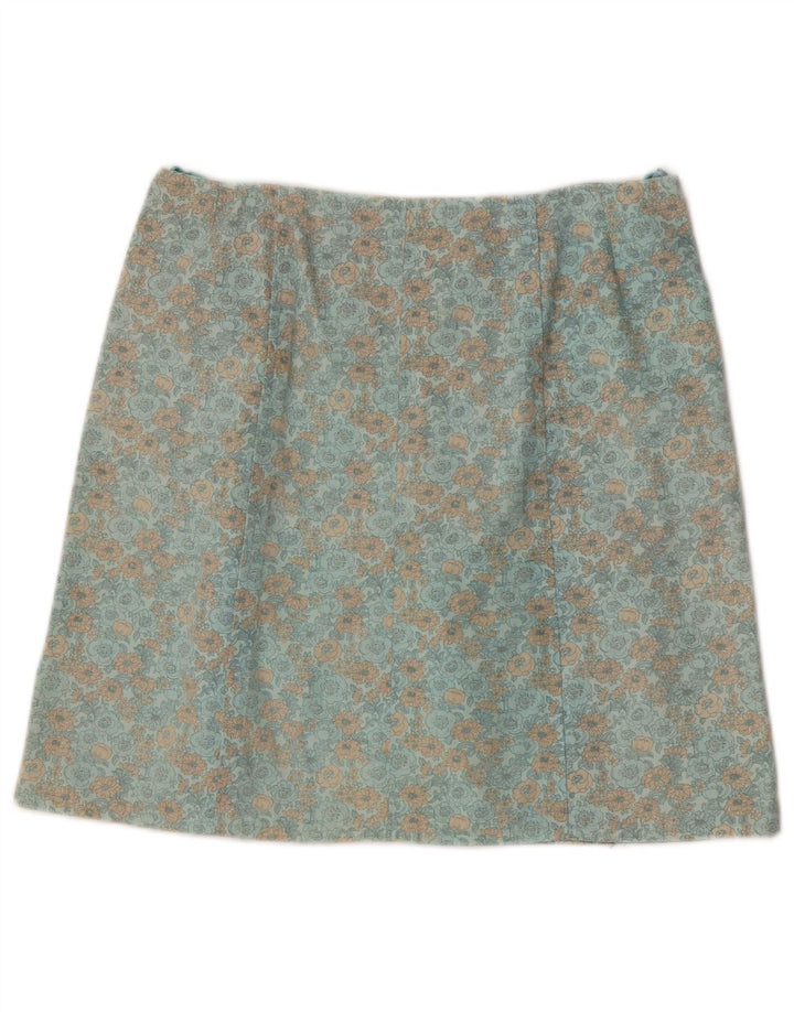 Vintage Damen Minirock W30 Mittelgrün geblümt