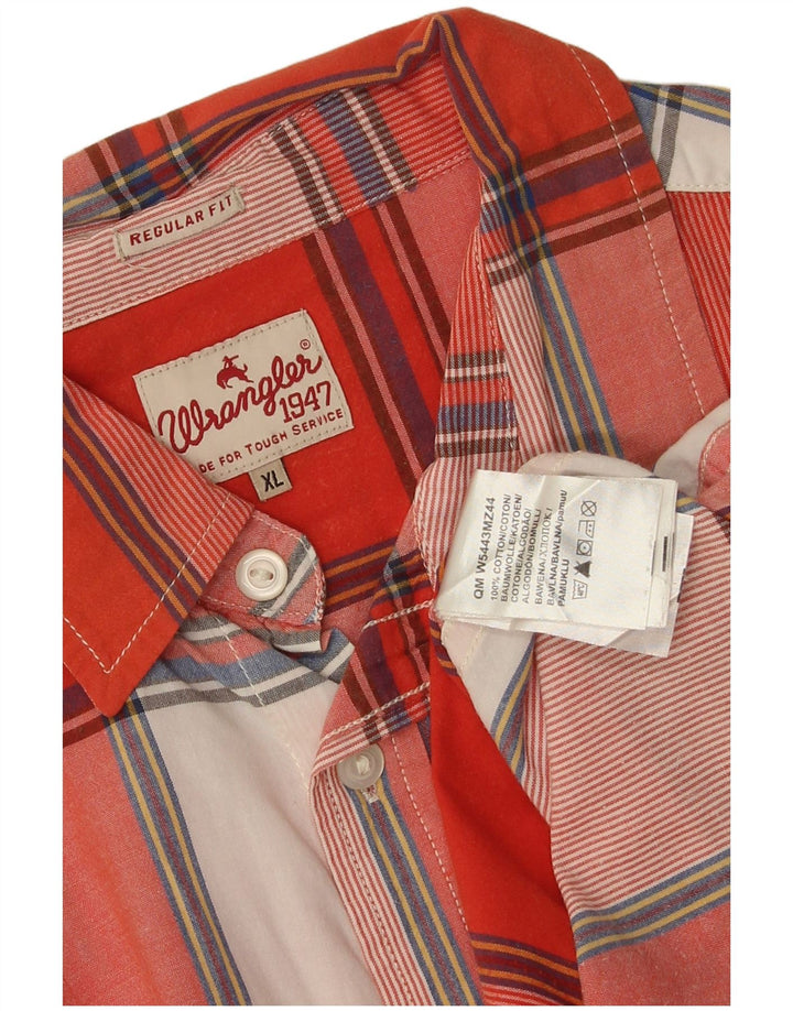 Wrangler Herren-Hemd, kurzärmelig, reguläre Passform, XL, rot kariert, Baumwolle