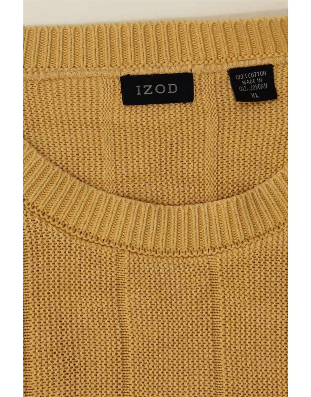 IZOD Mens Crew Neck Jumper Sweater XL Yellow Cotton Vintage Izod and Second-Hand Izod from Messina Hembry 