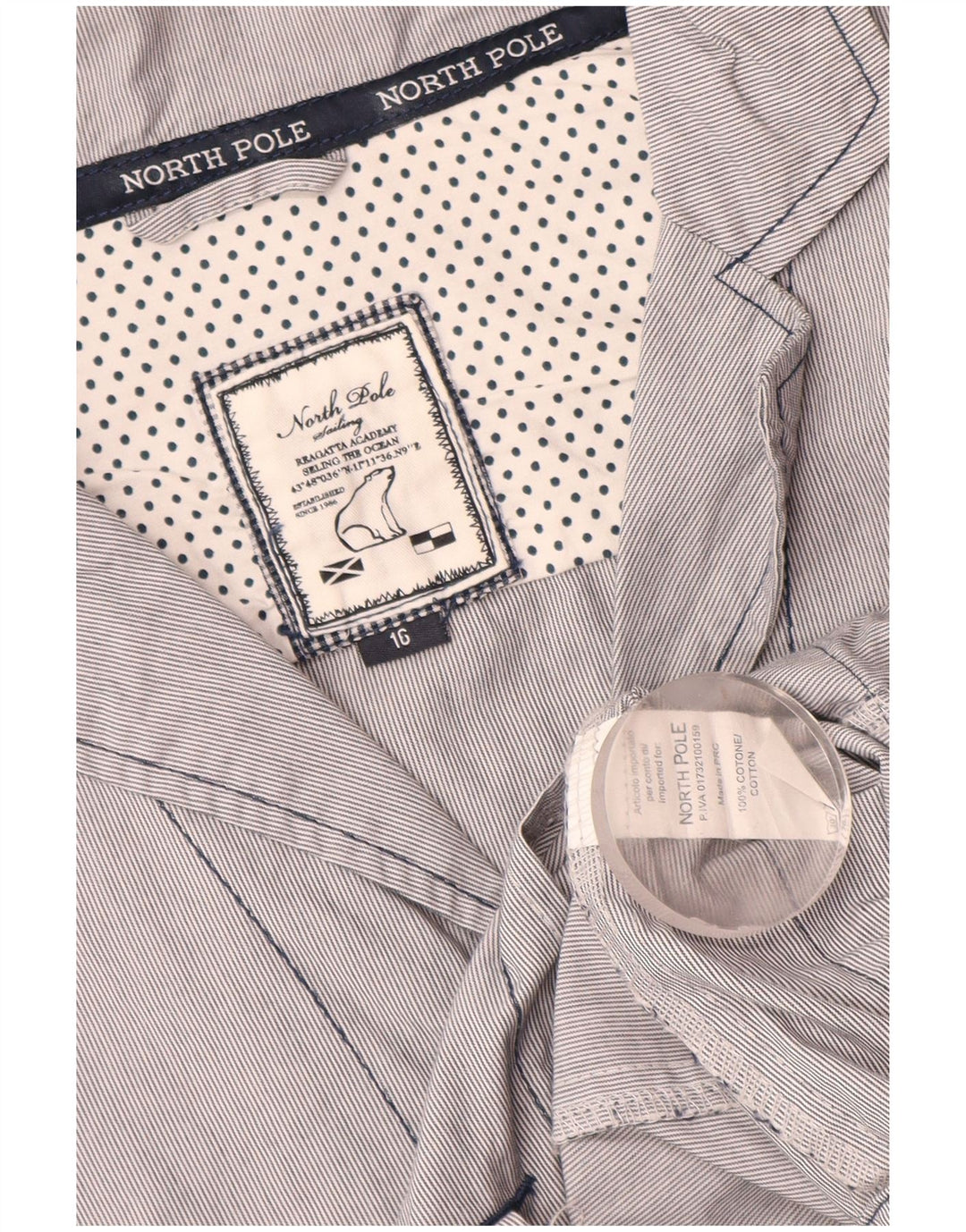 North Pole Damen-Blazer mit 3 Knöpfen, Gr. 16, Größe L, Blau, Nadelstreifen, Baumwolle