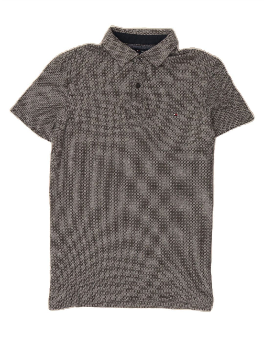 TOMMY HILFIGER Mens Custom Fit Polo Shirt Small Navy Blue Argyle/Diamond Vintage Tommy Hilfiger and Second-Hand Tommy Hilfiger from Messina Hembry 