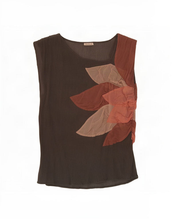 Penny Black Damen-Blusenoberteil, ärmellos, UK-Größe 42, Mittelbraun mit Blumenmuster
