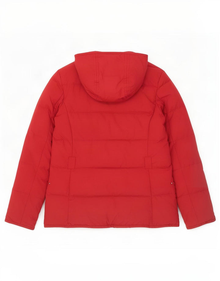 Ralph Lauren Wattierte Damenjacke mit Kapuze, UK 12, Mittelrot, Polyester