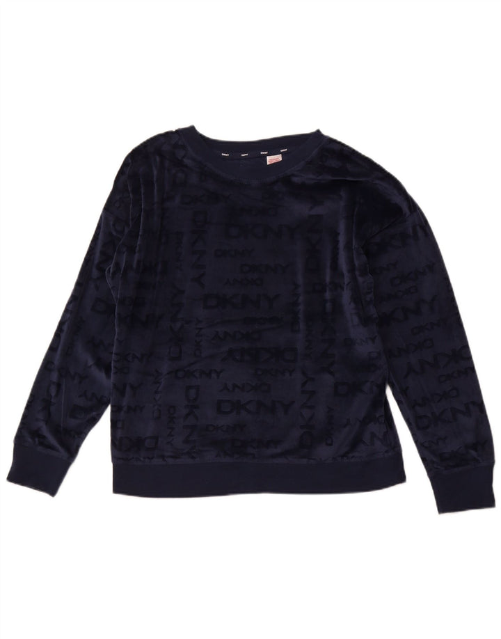DKNY Damen-Fleecepullover mit Grafik, UK 14, mittelmarineblau, Polyester