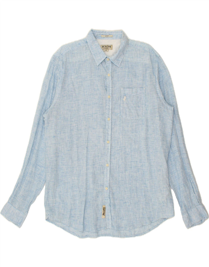 MARLBORO CLASSICS Herren Custom Fit Hemd 2XL Blaues Leinen