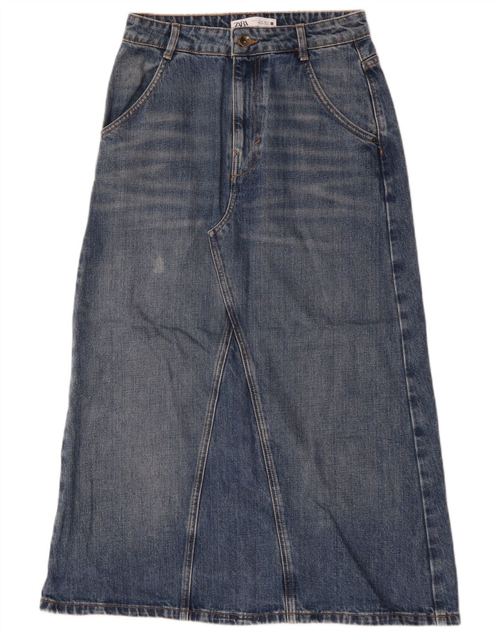 Zara Damen Jeansrock Small W26 Blaue Baumwolle