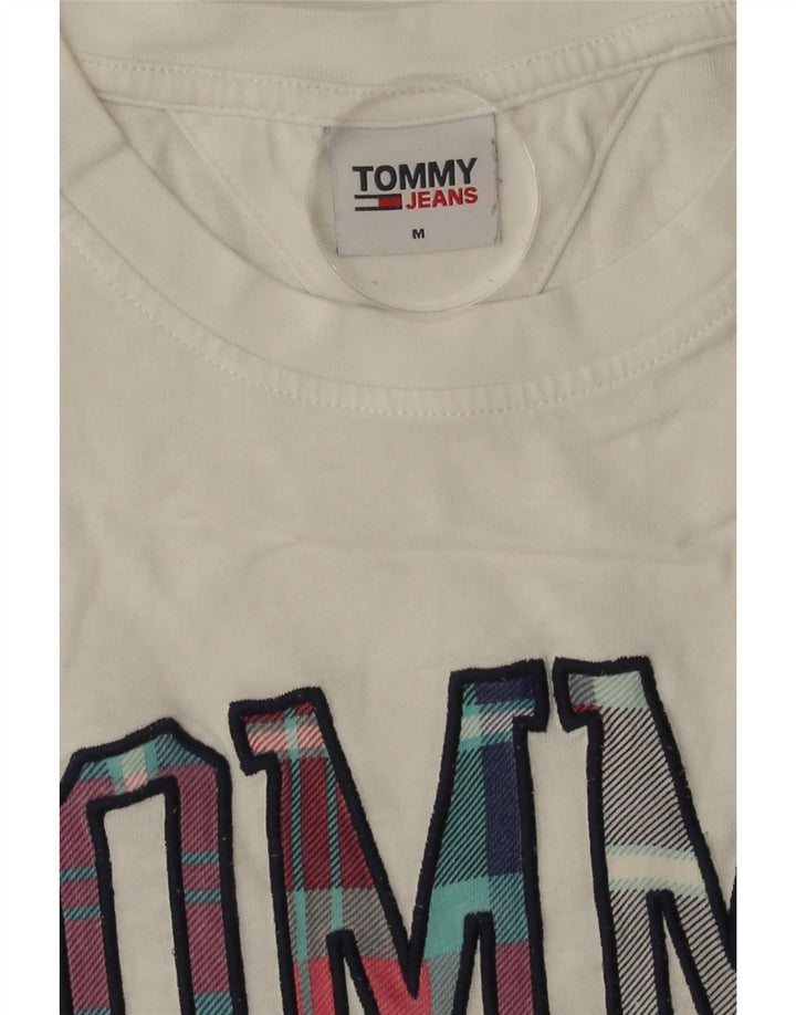 TOMMY HILFIGER Mens Graphic T-Shirt Top Medium White Vintage Tommy Hilfiger and Second-Hand Tommy Hilfiger from Messina Hembry 