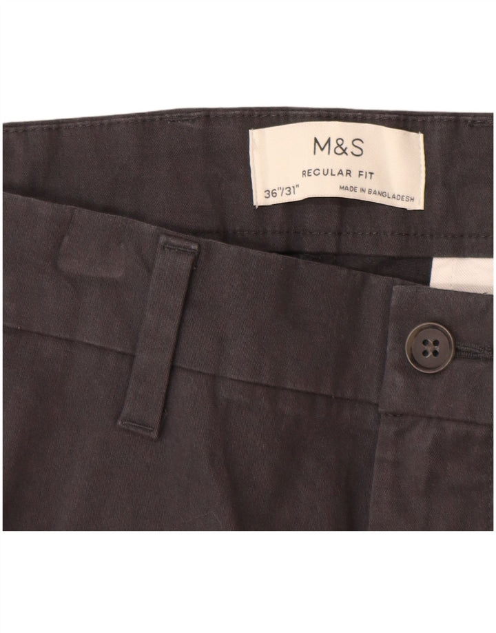 Marks & Spencer Herren-Chinohose mit normaler Passform, W36 L31, graue Baumwolle