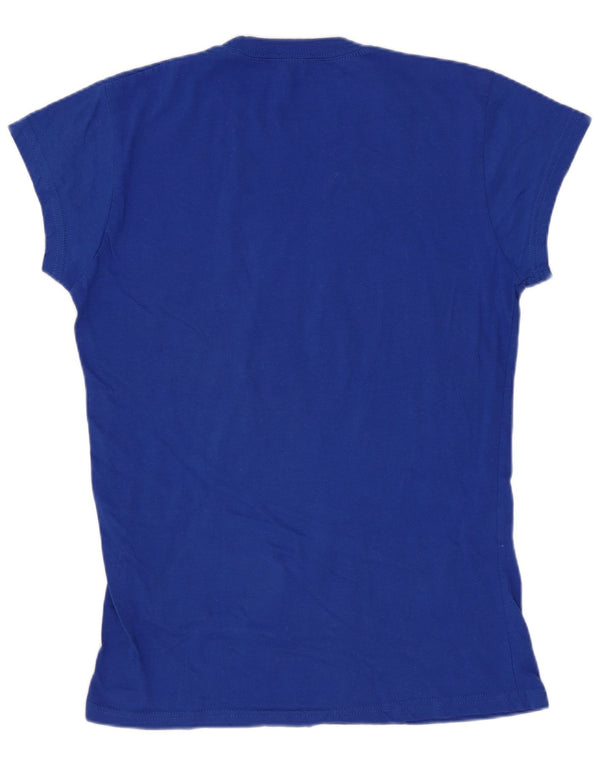 Hard Rock Cafe Damen Munich Graphic T-Shirt Top UK 14 Large Blau Baumwolle