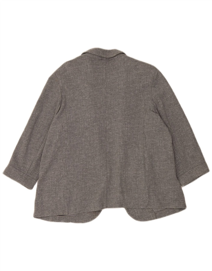 Marks & Spencer Offene Damen-Blazerjacke mit 3/4-Ärmeln, UK 20 2XL, graue Baumwolle