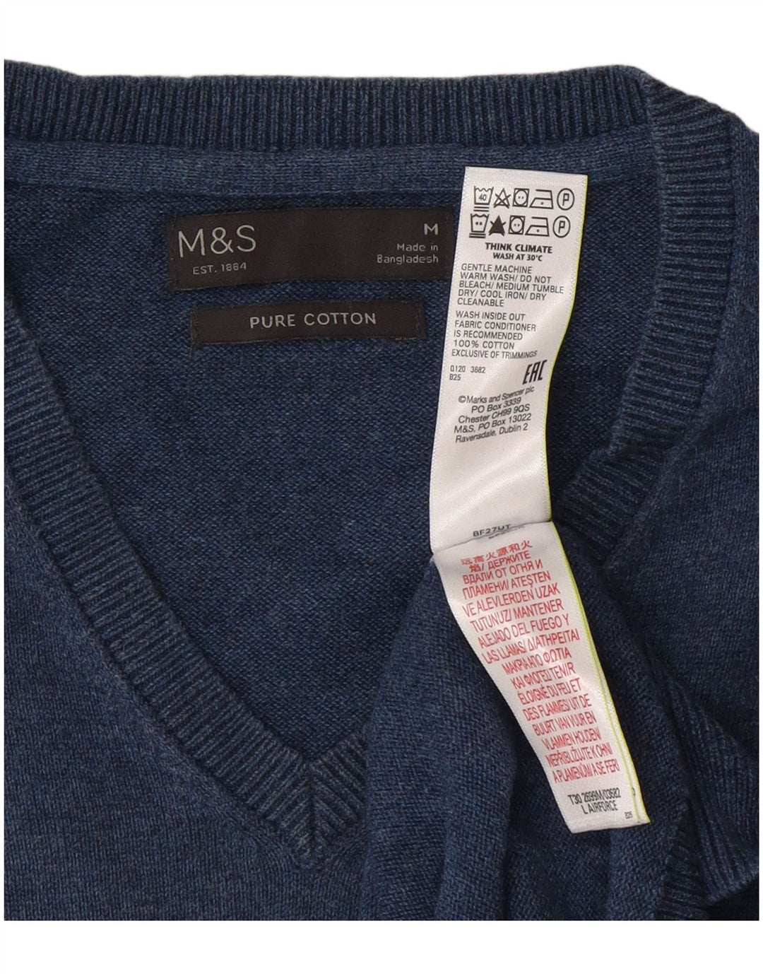 Marks & Spencer Herren-Weste-Tanktop aus mittelblauer, marineblauer Baumwolle