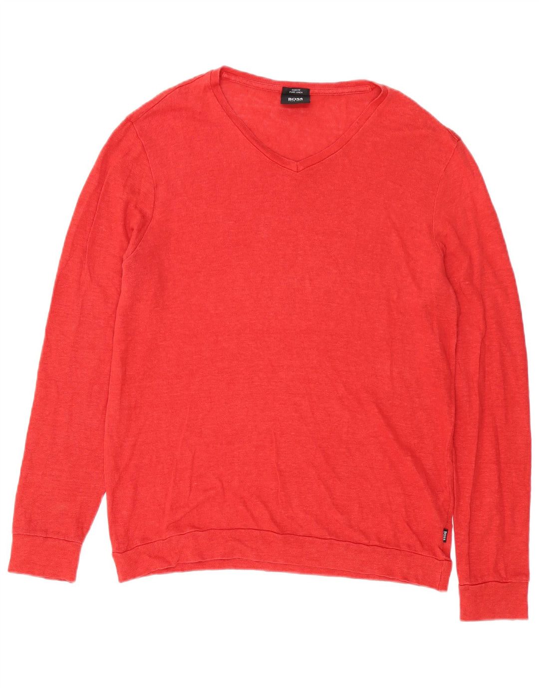Hugo Boss Herren-Sweatshirt mit schmaler Passform, großes rotes Leinen