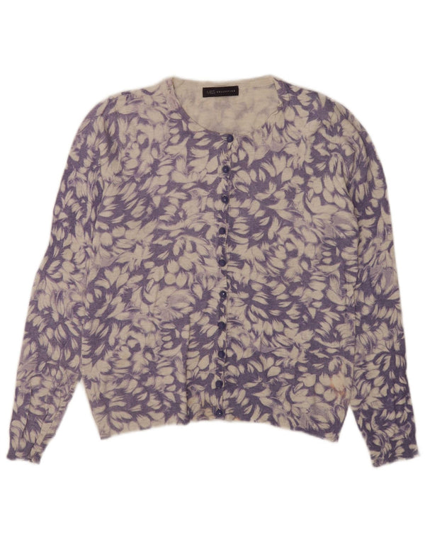 Marks & Spencer Damen-Cardigan-Pullover UK 8 Small Lila Blumenviskose