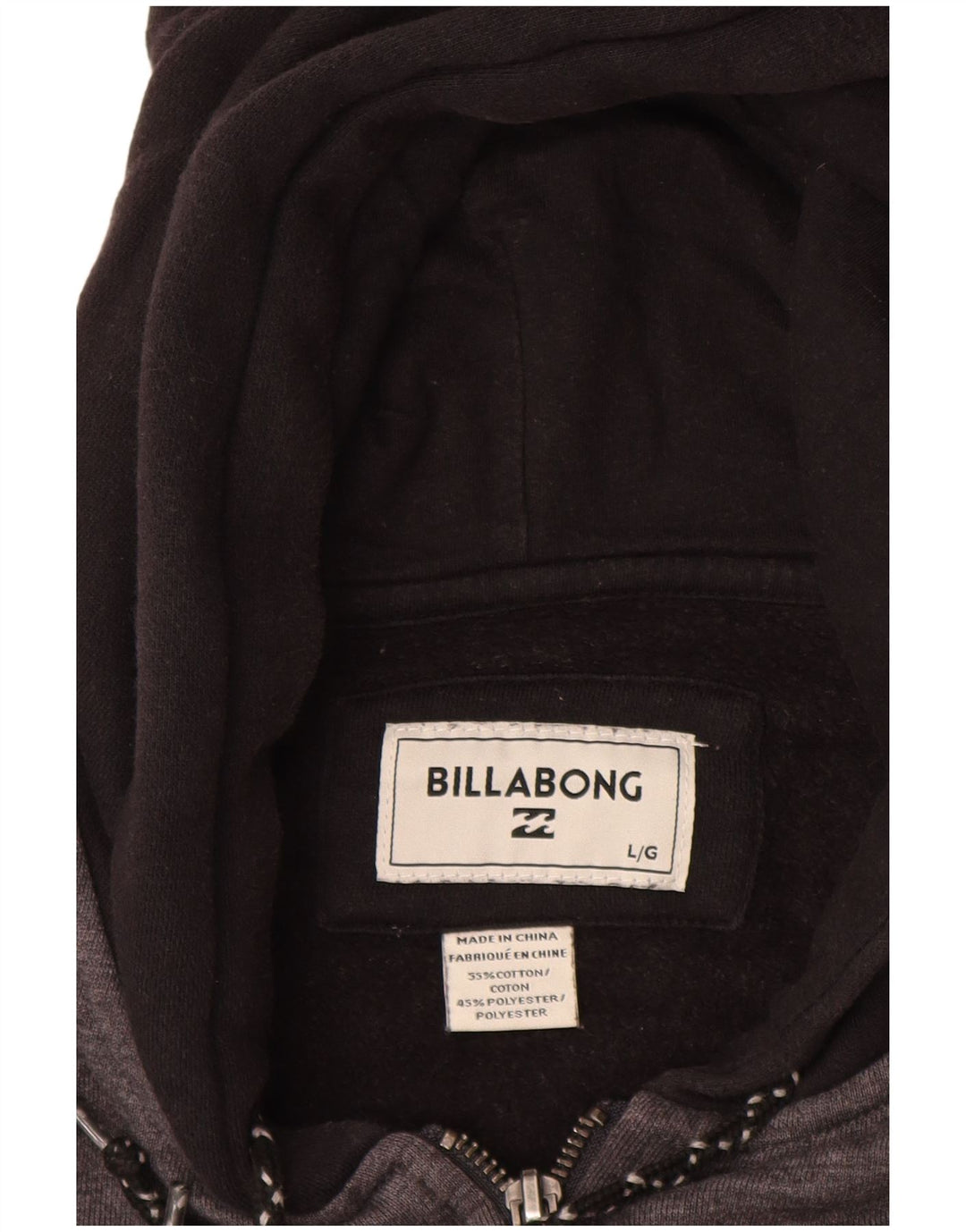 Billabong Herren-Kapuzenpullover mit Reißverschluss, groß, graue Baumwolle