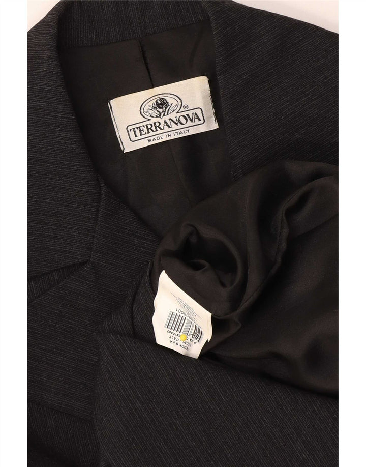 Terranova Womens Pea Coat UK 10 Small Schwarz gestreifte Viskose
