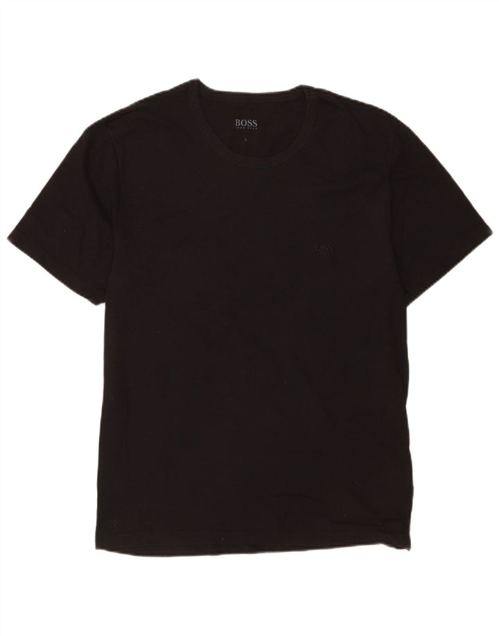 Hugo Boss Herren T-Shirt Top Large Schwarz Baumwolle