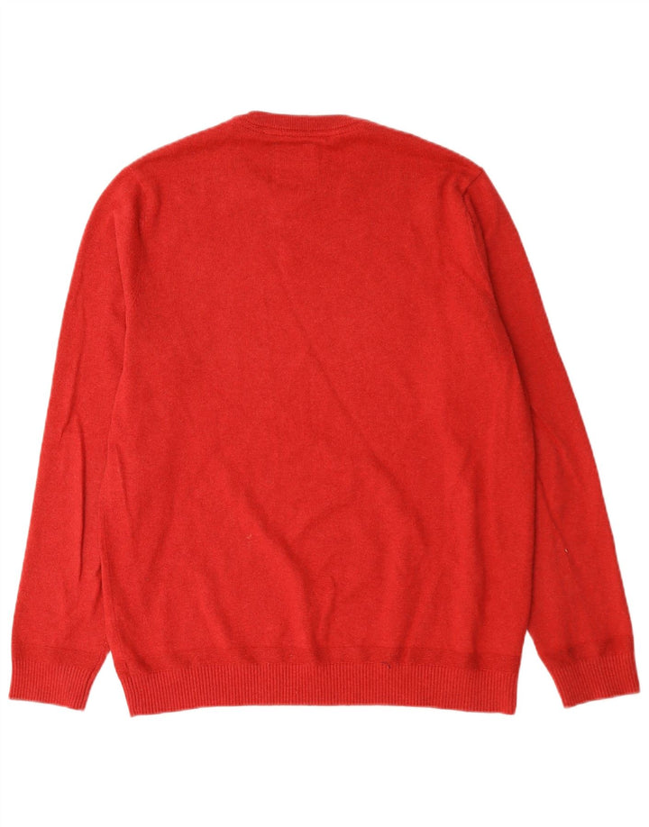 Fat Face Herren-Pullover mit Rundhalsausschnitt, Größe L, aus roter Baumwolle