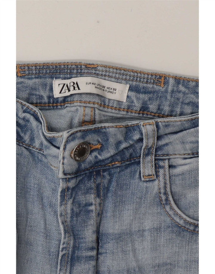 Zara Herren Distressed Slim Jeans UE 42 Large W32 L28 Blau