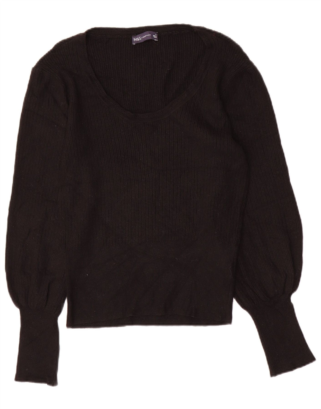 Marks & Spencer Damen-Pullover mit U-Boot-Ausschnitt, Gr. 12, mittlere schwarze Viskose