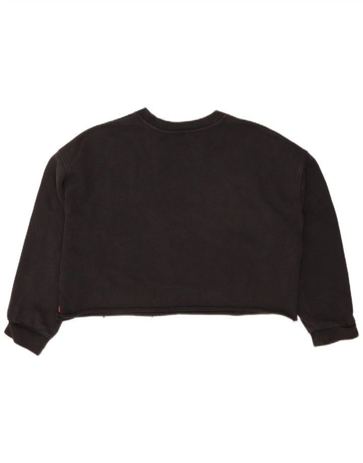 Levi's Damen Crop Oversized Sweatshirt Pullover UK 16 Large Grau gestreift