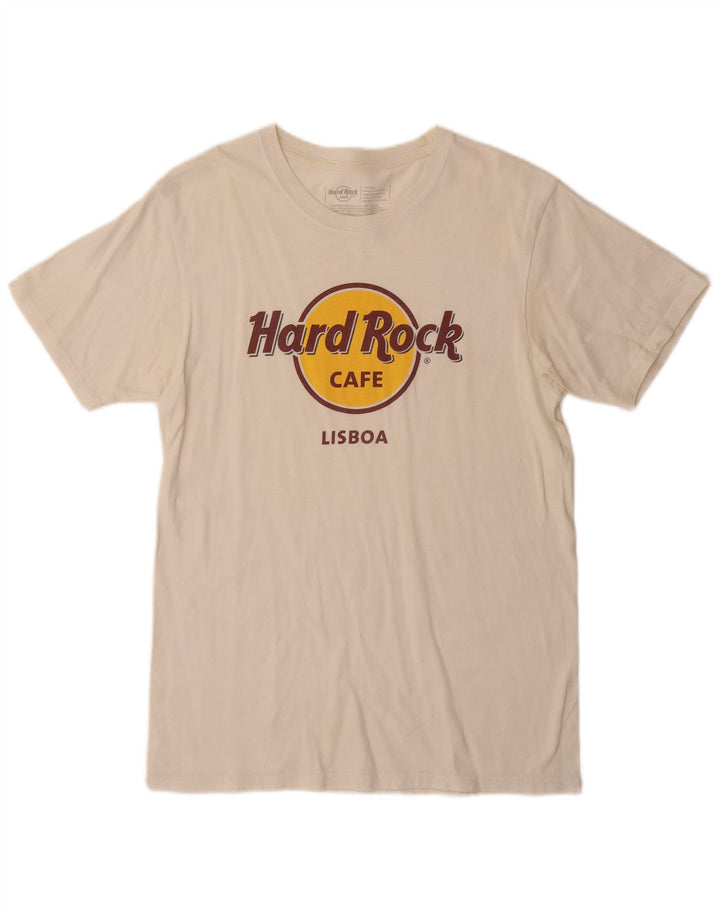 Hard Rock Cafe Herren Lisboa Grafik-T-Shirt aus mittelweißer Baumwolle