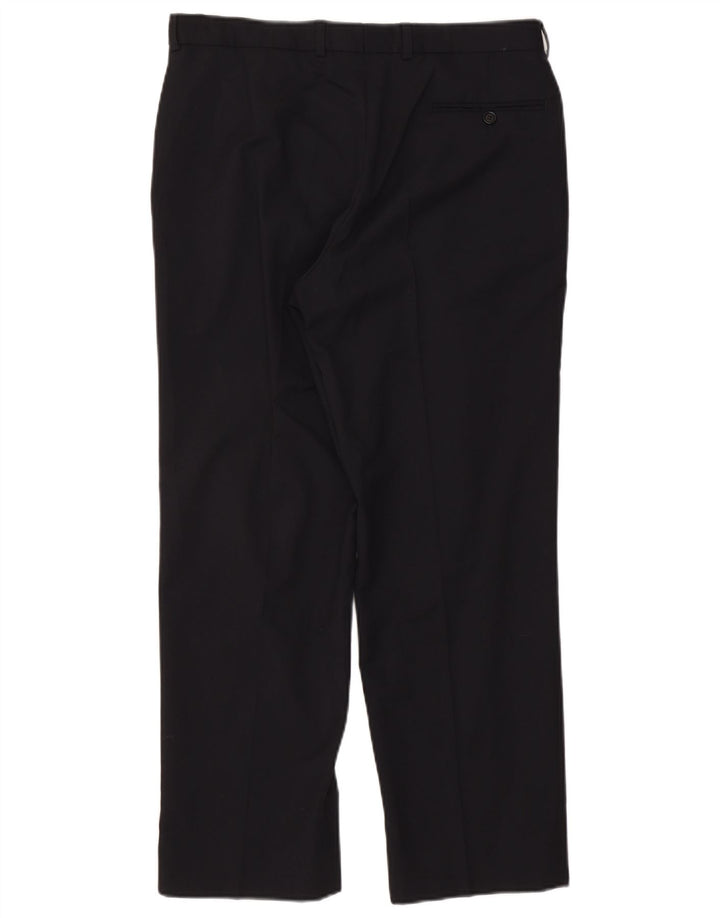 Gerade Herren-Anzughose von Marks & Spencer, W34, L29, marineblaue Wolle