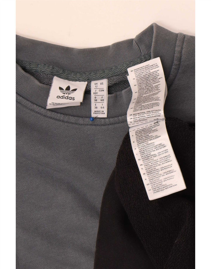 Adidas Damen Grafik-Sweatshirt-Pullover UK 12 Mittelgrauer Farbblock