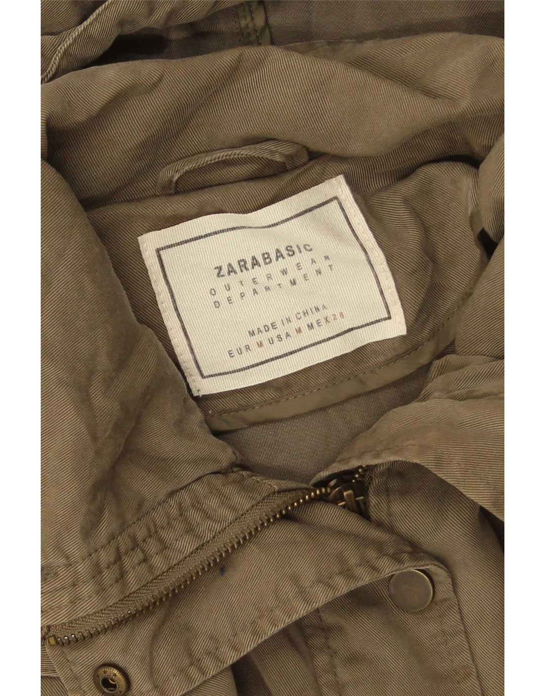 Übergroße Parka-Jacke mit Kapuze von Zara für Damen, UK 14, mittleres Khaki