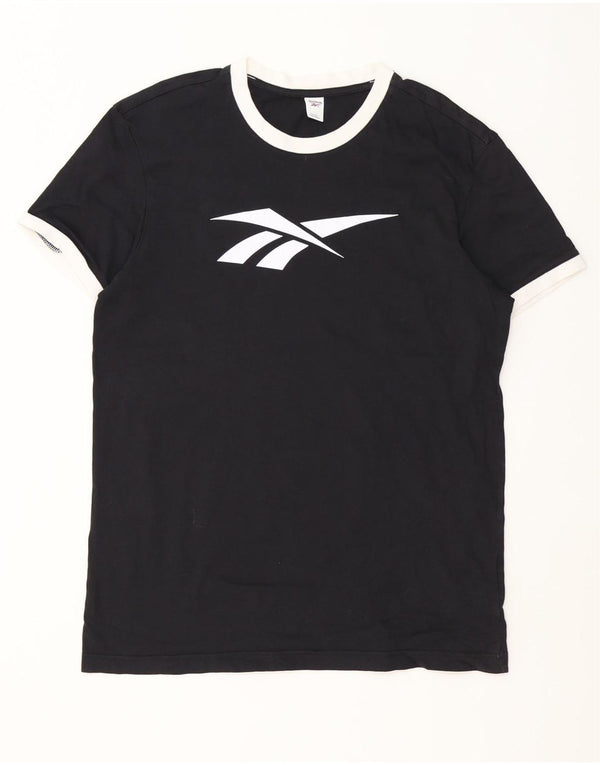 Reebok Herren Grafik T-Shirt Top XL Schwarz Colourblock Baumwolle