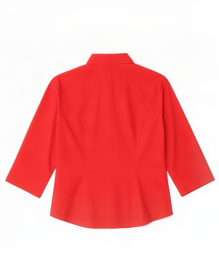 Marks & Spencer Damen-Hemd mit 3/4-Ärmeln, UK 10, Größe S, Rot, Baumwolle
