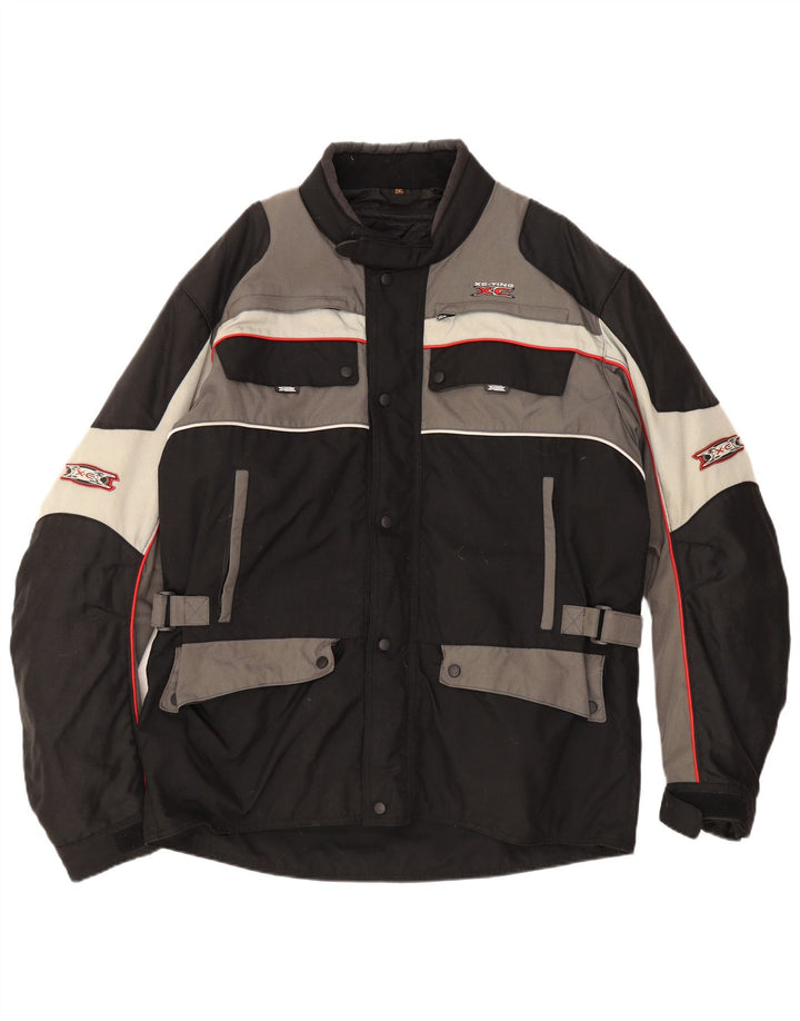 Vintage Herren Racer Jacke UK 44 2XL Schwarz Colourblock Polyamid