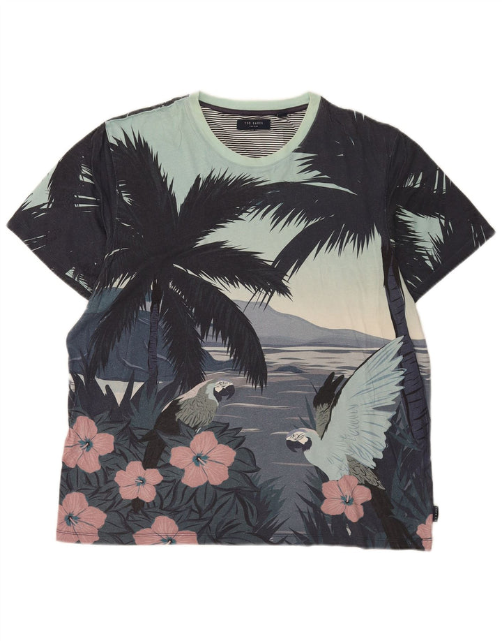 Ted Baker Herren-T-Shirt mit hawaiianischer Grafik, groß, aus mehrfarbiger Baumwolle