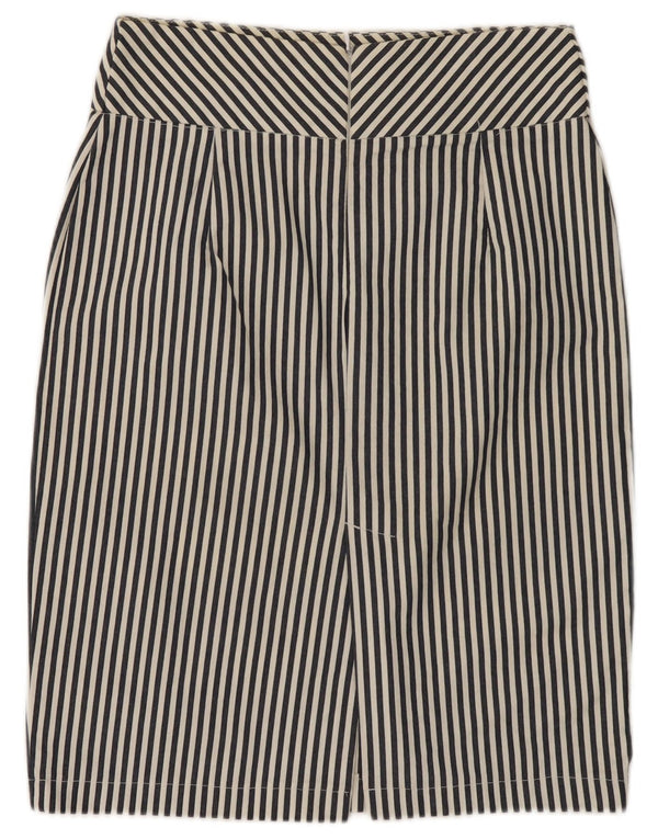 Les Copains Damen Bleistiftrock IT 44 Medium W28 Marineblau gestreifte Baumwolle
