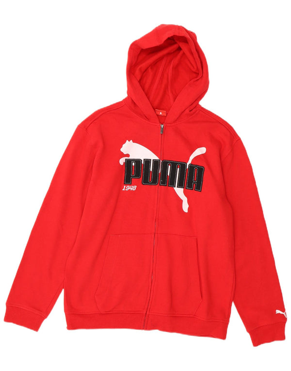 Puma Womens Graphic Zip Hoodie Pullover UK 16 Große rote Baumwolle