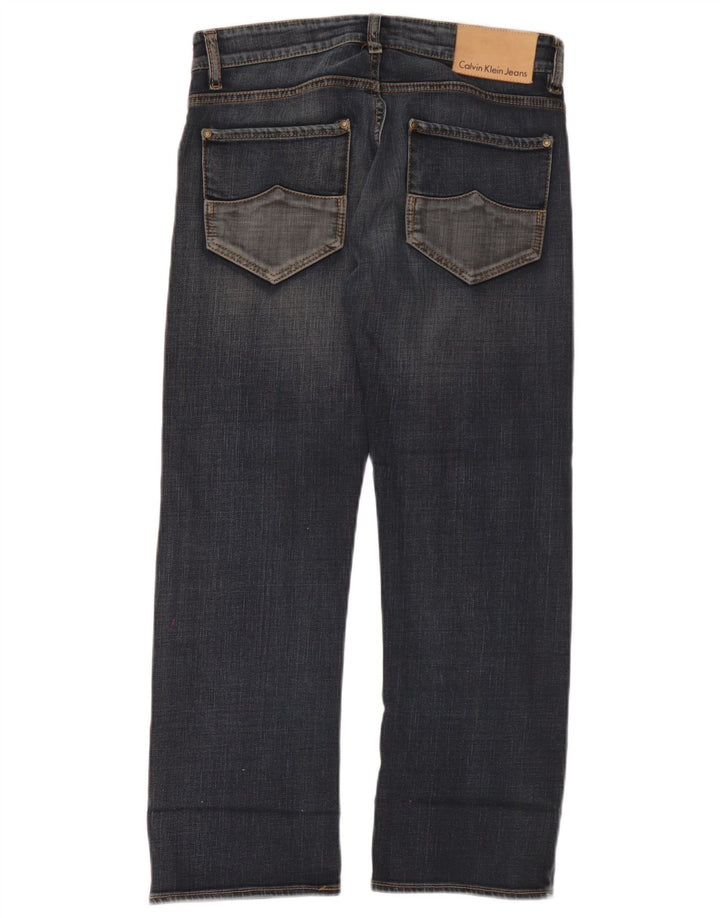 Calvin Klein Damen Straight Jeans W30 L26 Marineblau Baumwolle