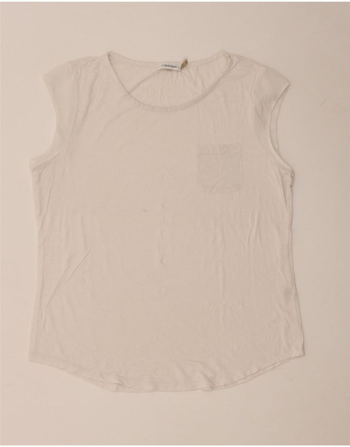 Calvin Klein Damen Weste Top UK 18 XL Weiß Rayon