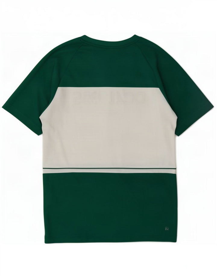Lacoste Herren-T-Shirt mit Grafik, Größe 3, klein, grünes Farbblock-Polyester