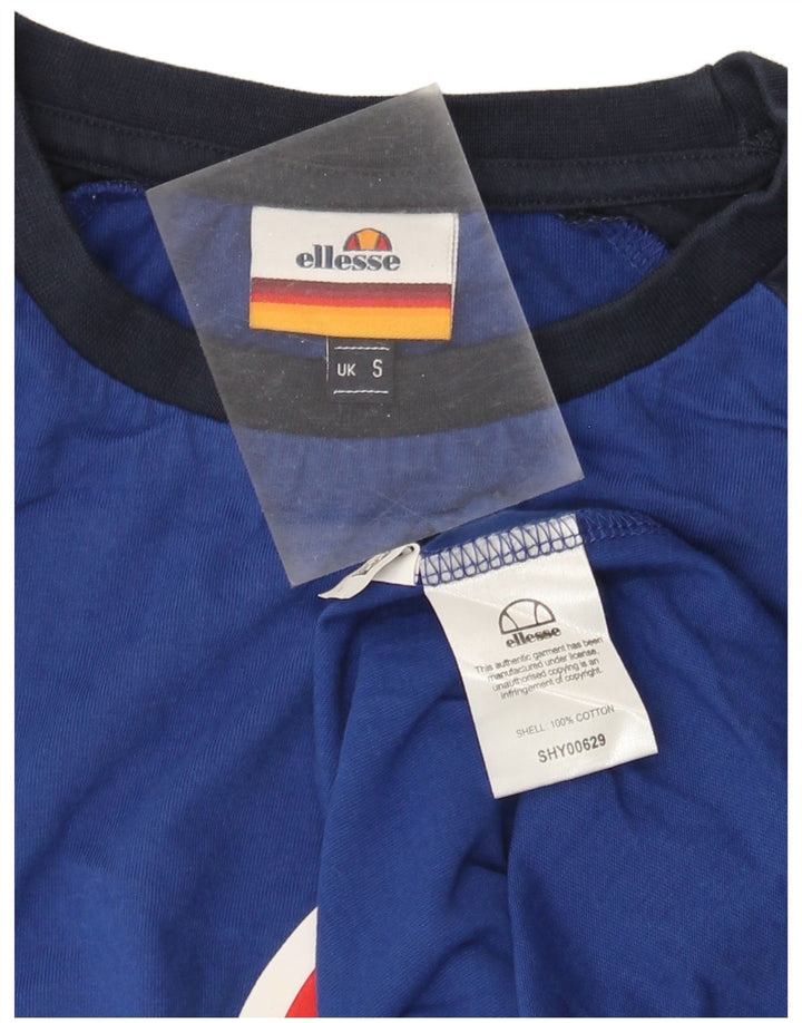 Ellesse Herren-T-Shirt mit Grafik, Größe S, Blau, Colourblock-Baumwolle