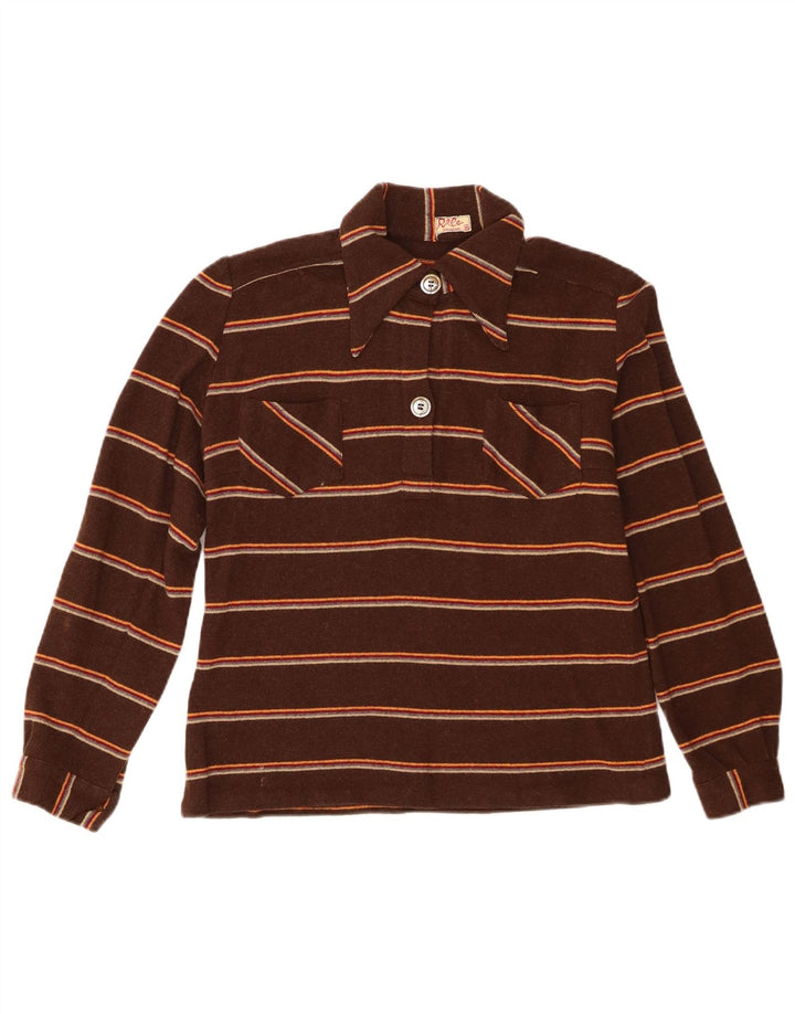 Vintage Damen Pullover Shirt IT 46 Groß Braun gestreift