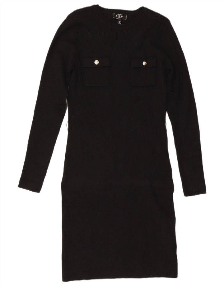 Lipsy Damen Pulloverkleid UK 12 Medium Schwarz Polyamid