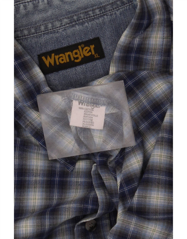 Wrangler Herrenhemd XL, blau kariert, Baumwolle