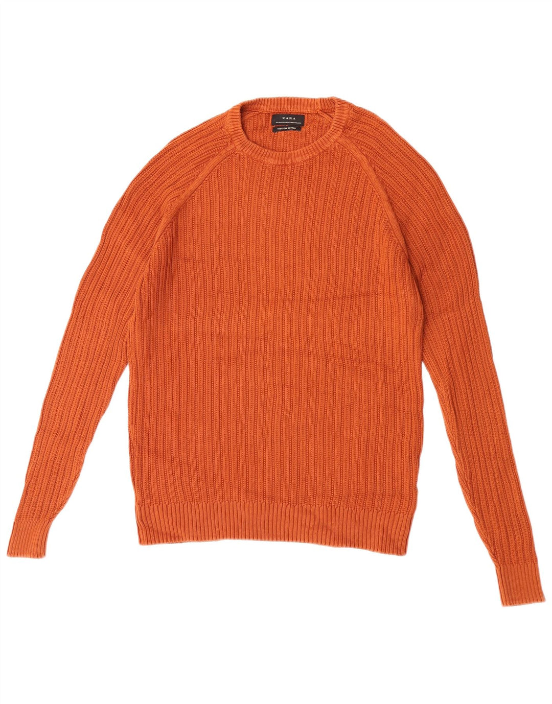 Zara Herren-Pullover mit Rundhalsausschnitt, mittelbraune Baumwolle