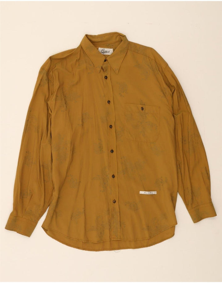 CASSUCI Mens Shirt Large Khaki Floral Viscose Vintage Cassuci and Second-Hand Cassuci from Messina Hembry 